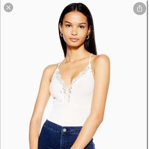 TOPSHOP Ribbed Lace Bodysuit
